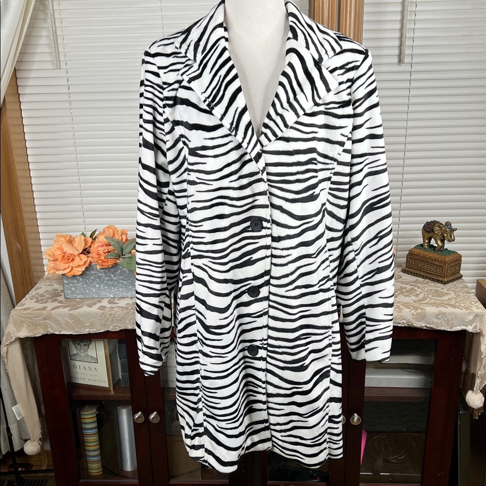 John Caruana Zebra Faux Fur Jacket Size XL